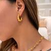 Dazan Wholesale En Stock Europeos y Americanos Chapado en Oro Real de 18 Quilates Acero de Titanio Pulido Geométrico Redondo Vintage Pendientes Dorados y Plateados