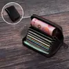 Porta-cartões masculino de PU de alta qualidade, cor pura, texturizado, porta-cartões bancários compacto e conveniente para mulheres, compartimento para cartão de identificação, porta-cartões, porta-moedas