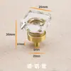 Maçaneta de Gabinete de Buraco Único Estilo Europeu Dourada para Gaveta Porta de Guarda-Roupa Simples Ovo de Pombo Latão Transparente Maçaneta de Cristal
