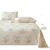 Modelo nuevo 2026 sábana de cama de algodón grueso pieza única 100% algodón puro funda de almohada de lino engrosada juego de tres piezas tapete de enfriamiento de verano