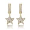 Aretes de Estrella de Cinco Puntas para Mujer Hip-hop Llenos de Zirconia Aretes de Moda para Mujer Joyería Dorada y de Australia Joyería Transfronteriza Europea y Americana