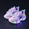 Outono 2025 Popular Desenho Animado Princesa Botão Giratório Malha Anime Sapatos Infantis Brilhantes Sapatos Esportivos para Meninas Tendência