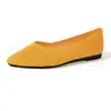 Nuevos Zapatos Planos Casuales de Punto Transpirable con Punta Puntiaguda y Diseño Calado, Estilo Transfronterizo de Color Sólido, Zapatos de Trabajo Perezosos para Mujer Wish