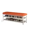 Banqueta para zapatos, Taburete para cambiarse los zapatos, Zapatero, Taburete de hierro para el hogar con cojín de bolsa suave de cuero, Banqueta larga para la entrada, Almacenamiento de lujo accesible, Nuevo estilo