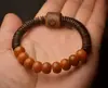 Pulsera de Cuentas de Buda de Círculo Único Bodhi Raíz de Bodhi Blanca Desgastada Semilla Envejecida Cuentas Dzi Accesorios Pulseras para Hombres y Mujeres