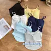 Camisola con lazo picante para mujer, con sujetador incorporado, hermoso diseño en la espalda, corte ajustado, adelgazante, a la moda, top corto versátil