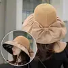 Chapéu Feminino Verão Celebridade da Internet Chapéu de Sol Aba Larga Anti-UV Chapéu de Pescador Vinil Estilo Coreano Guarda-Sol Proteção Facial Chapéu de Sol