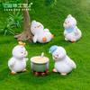 Micro Paisagem Criativa Bonito Branco Amarelo Pato Boneca DIY Decorações Acessórios Carro Desktop Mini Enfeites