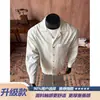 Camisa de Manga Longa Imitação de Linho Estilo Old Money para Homem, Marca Tendência de Outono, Jaqueta Camisa com Textura Drapeada, Top Solto Masculino