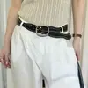 Cinto de Couro Retro Americano de Nicho com Rebites Ondulados para Mulheres Y2K Cincha de Cintura Decorativa Emagrecedor Versátil para Combinar com Jeans