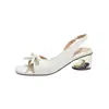 Sandalias abiertas de verano para mujer, estilo francés, punta cuadrada, con lazo, espalda descubierta y punta descubierta, tacones altos que no cansan los pies