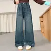 Pantalones de Niña Otoño 2026 Estilo Nuevo Jeans para Niños Chicas de Secundaria Niños Mayores Bolsillo Trasero Lazo Pantalones de Pierna Ancha
