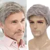 Comercio exterior peluca europea y americana para hombre guapo esponjosa pelo corto peluca gris fibra química gorro al por mayor pelucas de hombre