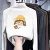 Camiseta térmica para niña con forro de forro polar, estilo otoño e invierno, cuello semi-alto, capa interior gruesa y cálida, camiseta de manga larga para niños con acabado cepillado