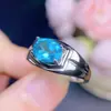 Anillo de Topacio Paraíba Natural Anillo Unisex Piedra Principal 7x 9mm Apertura Ajustable
