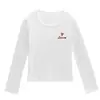 Camiseta de Manga Longa com Gola U para Outono 2025 para Mulheres com Estampa de Coração em Inglês Top Doce Sexy Slim para Usar por Baixo com Efeito Emagrecedor