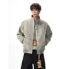 Nueva chaqueta de cuero PU de moda para otoño, estilo callejero para hombre, cuello alto, hombro recto, estilo americano genial, corte holgado, abrigo de cuero versátil
