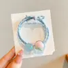 Elástico de Cabelo de Flor de Tricô Infantil para Meninas com Cabeça de Bola, Scrunchie Intestino Grosso, Elástico de Cabelo para Rabo de Cavalo Estilo Floresta, Acessórios de Cabelo Doces para Meninas