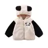 Jaqueta de Casa Infantil Cartoon Pelúcia Outono e Inverno Novo Estilo Bebê Fofo com Capuz e Zíper Forrada em Lã
