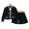 Estilo Otoño e Invierno Ropa de Punto para Niña Estilo Academia Top Falda Plisada Conjunto de Dos Piezas Elegante para Bebé Niña Conjunto Coreano a la Moda
