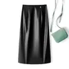 Falda de Cuero Estilo Coreano para Mujer Otoño 2026, Falda Lápiz de Longitud Media, Corte Ajustado, Tallas Grandes, Cintura Alta