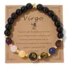 Pulsera Transfronteriza Caliente de Doce Constelaciones Unisex Ágata Piedra Natural con Tarjeta
