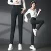 Pantalones Casuales de Ajuste Delgado de Alta Elasticidad Tipo Lápiz para Mujeres de Mediana Edad y Mayores, Color Gris Humo Otoño 2037