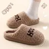 Pantuflas de Algodón con Diseño de Letras Simples para Otoño e Invierno, Felpa Gruesa, Cálidas, Antideslizantes, Suela Suave, Pantuflas Peludas de Interior para Parejas