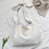 Bolso Bandolera 4711 Textura Plisado Ola Punto Hombro Bolso de Lona Fresco Versátil Bolso de Tela para Mujer Ajustable con Cordones
