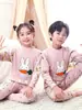 Roupas de Outono para Crianças e Calças Compridas, Conjuntos de Algodão Puro para Meninos, Íntimos Térmicos para Meninas, Suéteres de Algodão para Crianças Médias e Grandes, Pijamas para Crianças