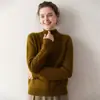 Suéter Feminino de Caxemira com Borda Enrolada Gola Alta Meia Pulôver Outono e Inverno Padrão Onda Nova Tricô Jacquard Manga Longa Base