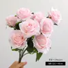 Venda Direta de Fábrica de Rosas Artificiais, Buquê de Casamento de 9 Rosas Artificiais Grandes, Buquê de Rosas Artificiais