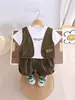 Ropa Nueva de Verano para Niños, Chaleco Patchwork para Niños Pequeños y Medianos, Pantalones Cortos de Manga Corta, Conjunto de Dos Piezas, Traje de Verano para Niño Gentleman