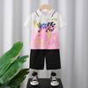 Nuevo Conjunto de Moda de Verano 2025 para Niños y Niñas Conjunto de Dos Piezas con Estampado de Color Degradado Manga Corta Tendencia y Genial