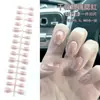 Unhas Vestíveis Estilo Ballet Curto de PMMA, Peças de Unha Pré-Tamanho, Adesivos de Unha com Arte Finalizada, Arte de Unha Cor Sólida Feita à Mão, Removível, Atacado