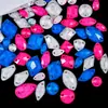 Zhao Guang 20/50/100 Piezas de Vidrio Fluorescente con Pedrería Cosida a Mano, Formas Mixtas, Base Plana, Pedrería de Doble Agujero para Costura Decorativa DIY