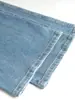 Directo del fabricante, pantalones vaqueros nuevos de estilo vintage, color azul claro, corte A, pierna ancha, tiro alto, corte holgado, paneles laterales cosidos, efecto adelgazante para mujer