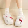 Pantuflas de Algodón Terciopelo Auténticas Sanrio Impermeables Cálidas Lindas para Padres e Hijos de Punta Cerrada Ropa para el Hogar Ropa para Exteriores Suaves Antideslizantes