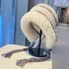 2025 Estilo Coreano Otoño e Invierno Sombrero de Lana Rayado Nuevo Felpa Protección para Orejas Moda Lei Feng Cálido Sombrero Tejido