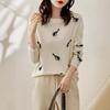 2022 Nueva Ropa de Punto de Lana para Mujer Otoño e Invierno Elegante Cuello Redondo Suéter Holgado Adelgazante de Manga Larga de Lana Base