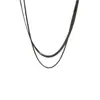 Collar Doble Capa Simple de Acero de Titanio Europeo y Americano para Mujer, Moderno y Elegante, Popular en Redes Sociales, Cadena Única para Suéter, Joyería Sexy de Cadena Hueso de Serpiente
