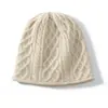 Touca Grossa de Outono e Inverno 100% Caxemira para Mulheres, Touca Tricotada de Caxemira Pura, Gorro Folgado Protetor de Orelhas, Envoltório de Cabeça Pós-Parto, Chapéu para Clima Frio