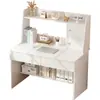 Mesa de Computador para Uso Doméstico no Quarto, Estação de Trabalho Econômica para Laptop, Mesa Simples com Estante Integrada para Estudo e Escrita de Estudante
