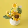 Ornamento Feito à Mão para Casa e Escritório Floco de Neve Fio Cesta de Flores Dupla Face Pequena Planta em Vaso Bolsa de Mensageiro Cesta de Flores Rosa Floral Fofa