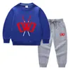 Ropa infantil transfronteriza nueva Otoño e Invierno 2023 suéter para niños pantalones traje de dos piezas color liso bebé algodón manga larga