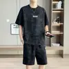 Conjunto Casual Tie-Dye de Seda Gelada Modal Masculino Verão Leve Camiseta de Manga Curta Conjunto Roupas Roupa Esportiva Verão