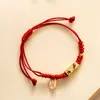 Pulsera de Cerámica Jingdezhen Cuerda Roja Cuerda de Mano Pareja Tejida a Mano Suerte Simple Regalo para Estudiante Origen Coreano