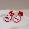 Pendientes de Lazo Tridimensionales Rojos Lindos y Dulces Pendientes de Cereza Diseño de Nicho Pendientes 2025 Estilo Pura Pasión