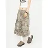 2026 Novos Shorts Jeans Americanos Retrô Desgastados com Estampa de Leopardo para Homens e Mulheres, Perna Larga, Multibolsos, Cargo, Calças Cropped Sete Pontos, Tendência