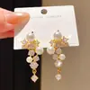 Brincos de pérola redonda com zircônia cúbica elegantes estilo francês para mulheres, não requerem furo na orelha, brincos leves e luxuosos, atacado